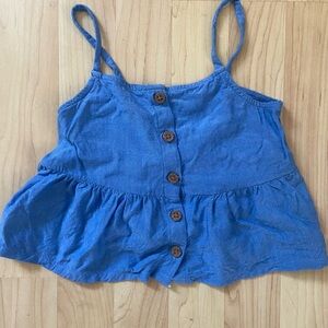 Girls H&M Crop Button up Tank Top Size 4T Summer Sleeveless Shirt Top Blouse